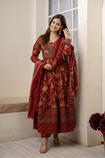 Anarkali Cotton Dupatta Set