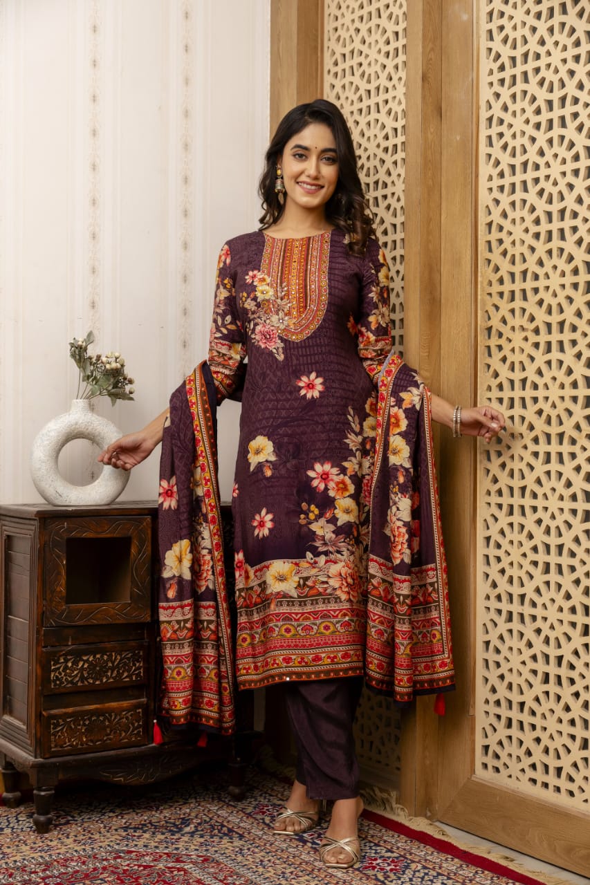 Gujarati Silk Muslin Dupatta Set