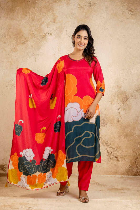 Rang Chitra Silk Muslin Dupatta Set