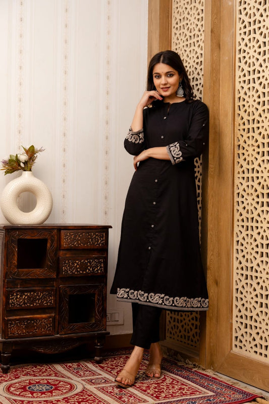 Cotton Embroidered Kurta Set