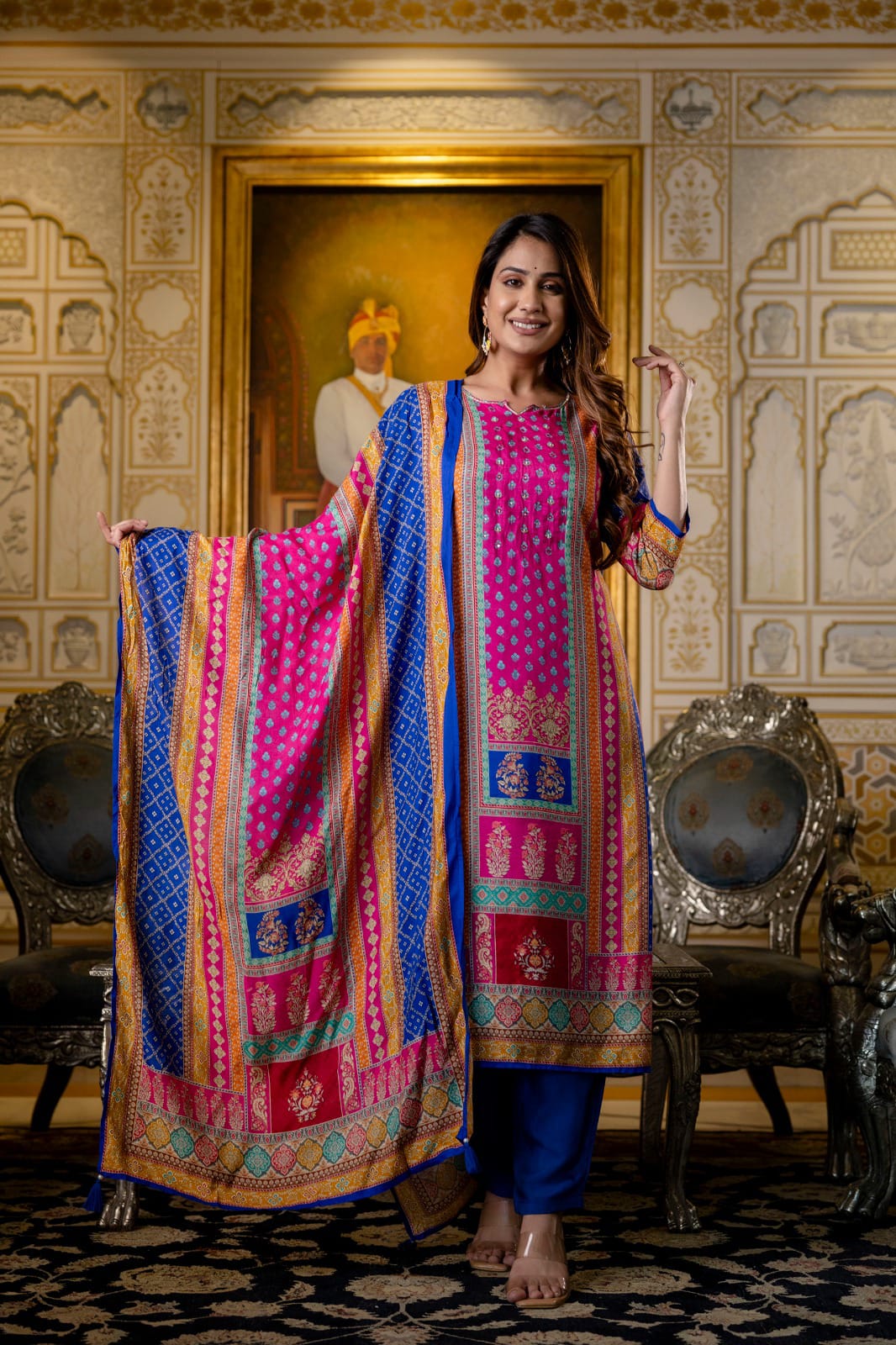 Rang Mahal Silk Muslin Dupatta Set