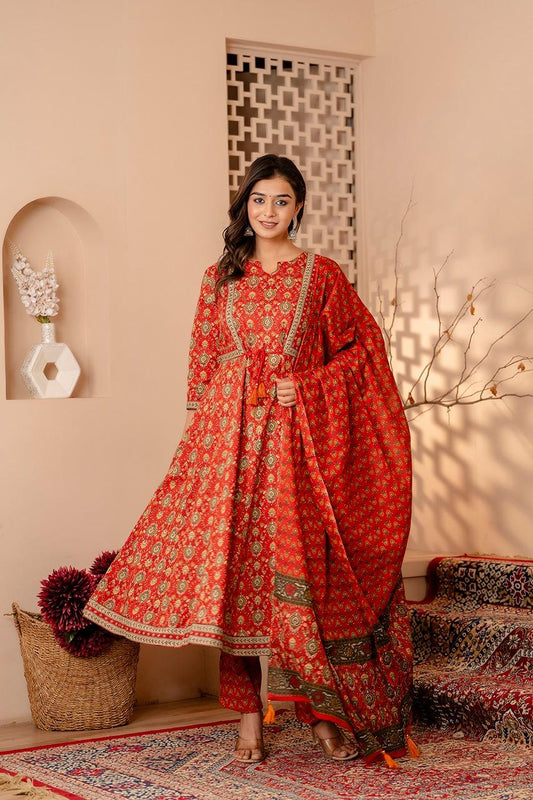 Anarkali Cotton Dupatta Set