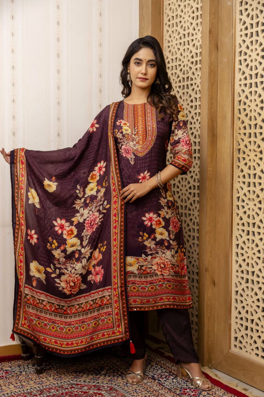 Gujarati Silk Muslin Dupatta Set